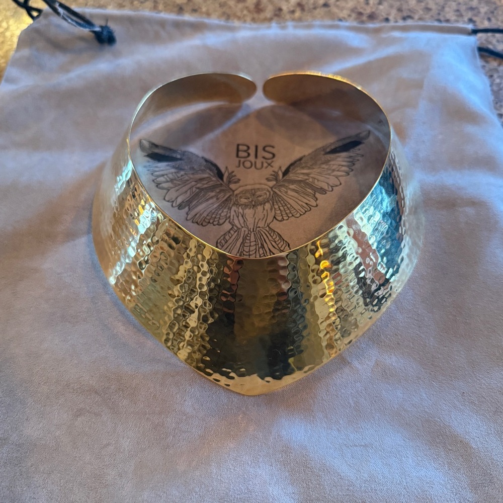 Hammered Brass Collar Choker Necklace